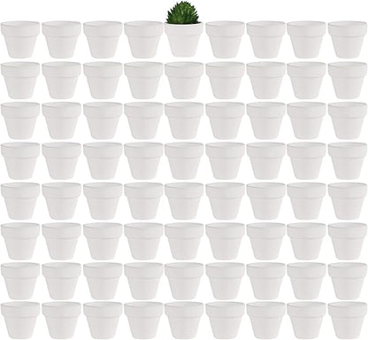 Yishang 1.9 Inch Tiny White Terracotta Pots Pack of 72-Small Mini White Clay Pots with Drainage Holes Flower Nursery Terra Cotta Planter for Tiny Cactus,Herb,Succulent Plants,Crafts