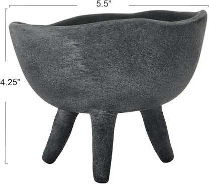 Creative Co-Op Boho Terracotta Footed Bowl, Slate Grey