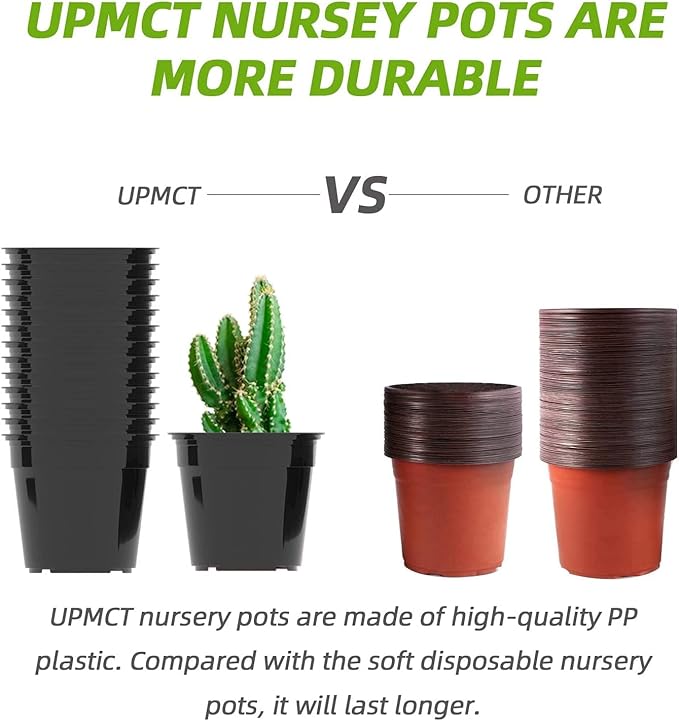 50 Pack Nursery Pots, 4 5 6 Inch Black Plants Flower Pots Durable Plastic Planters Indoor Modern Decorative Seed Container Pots for House Plants, Succulent, Flower (5 Inch, Black)