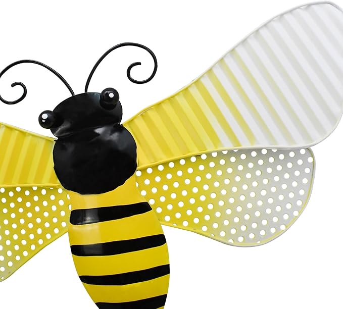 Morning View Bee Garden Stakes Decorative Metal Insect Yard Stake Outdoor Spring Lawn Ornaments Yard Art Patio Pathway Flower Pot Outside 30 Inch Tall