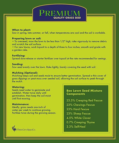 Twin City Seed Co. Bee Lawn Mix, Grass & Flower Mixture, 25 lb Bag