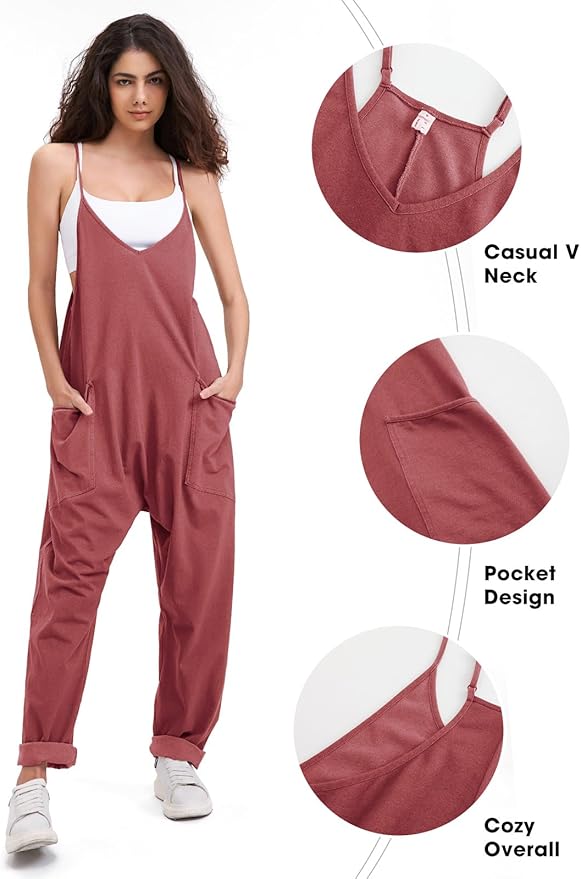 EXLURA Womens Casual Summer Jumpsuits 2026 Romper Bib Outfits Beach Vacation Denim Trendy Fashion Overalls with Pockets