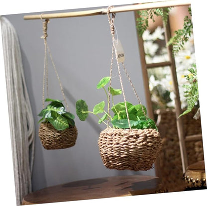 BESPORTBLE 2pcs Mini Handwoven Rope Basket for Plants Storage Decorative Hanging Storage Blanket for Home Decor for Pot Cover and Plant Unique