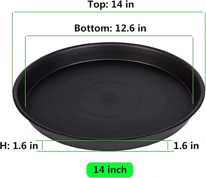 4 Pack 14Inch Plant Saucer Plastic Plant Saucer Drip Trays Plant Saucers for Indoors Outdoor Plant (14 inch 4Pack)