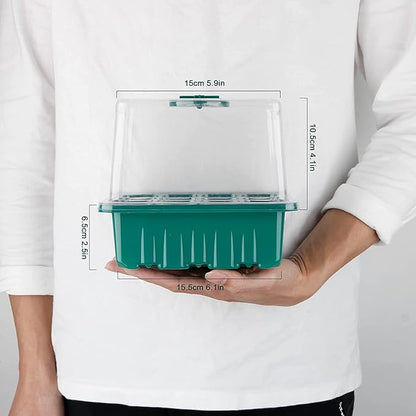 Seed Starter Tray with Grow Light, Plant Germination Starter Kit Seed Starter kit with Humidity Dome and Base for Greenhouse Grow Wheatgrass Hydroponic (Timed Seedling Tray)