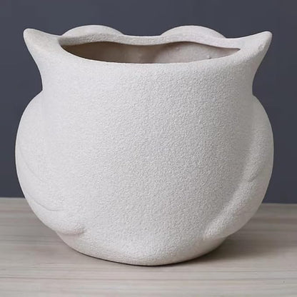 Cute Owl Succulent Planter Pot with Drainage Tray, Large White Ceramic Flower Cactus Container, Animal Shaped Indoor Air Plants Holder