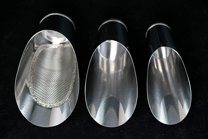 3 Pcs Set Japanese Stainless Bonsai Soil Scoop with 1 Mesh - Potting & Mixing Tool (U-1)