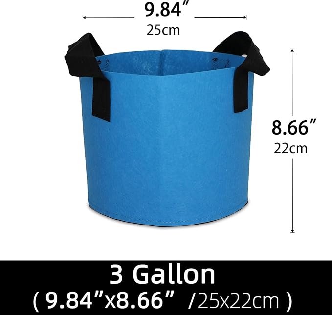 Grow Bags,Growing Pot Bags Garden Grow Bag Indoor Outdoor Fabric Aeration Plant Pot Container Flower Vegetable Pouch (Sky Blue,3 Gallon)