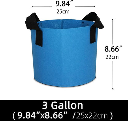 Grow Bags,Growing Pot Bags Garden Grow Bag Indoor Outdoor Fabric Aeration Plant Pot Container Flower Vegetable Pouch (Sky Blue,3 Gallon)