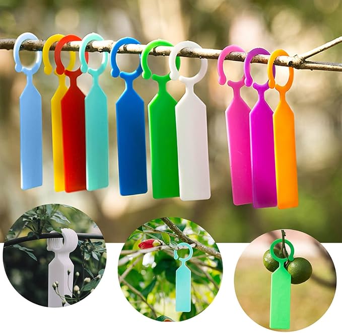 MHY 400 Pcs Thick Plastic Plant Labels - Garden Waterproof Plant Tree Tags - 4.3 inch Color Hanging Plant Markers for Plants, Potted Plants, Nurseries, Trees，Gardening（Red）