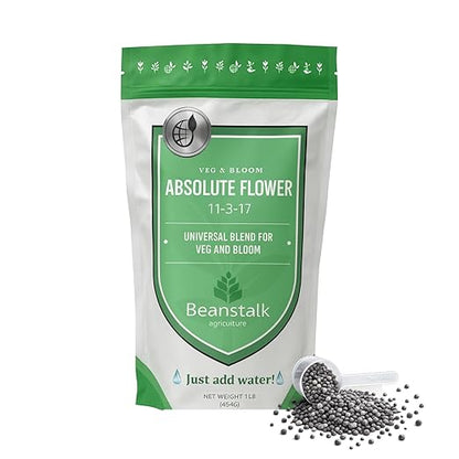Absolute Flower 11-3-17 – Controlled-Release Bloom Fertilizer for Bigger Stickier Buds Ideal for Indoor Outdoor Hydroponic & Soil Grows High-Performance Flowering Nutrients– 1 lb