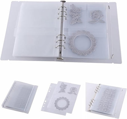 Die Storage Book Binder Die and Stamp Storage Folder Page Protectors 1 Cover with 25 Sheets Pockets Set Organizer Collection Case Template Holder DIY Scrapbooking Storing
