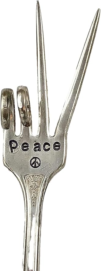Plant Marker, Peace Sign Fork, Container Indoor Garden, Recycled Fork Stamped