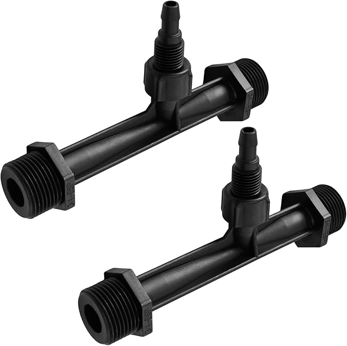 2Pcs 3/4 Inch Venturi Fertilizer Injector, Black Plastic Irrigation Mixer Tube, Agricultural Water System Device for Garden Farm Lawn