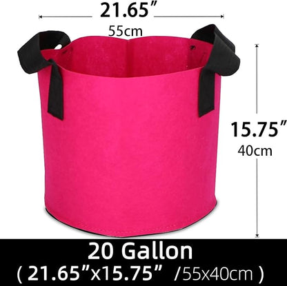Grow Bags,Growing Pot Bags Garden Grow Bag Indoor Outdoor Fabric Aeration Plant Pot Container Flower Vegetable Pouch (Rose Red,20Gallon)