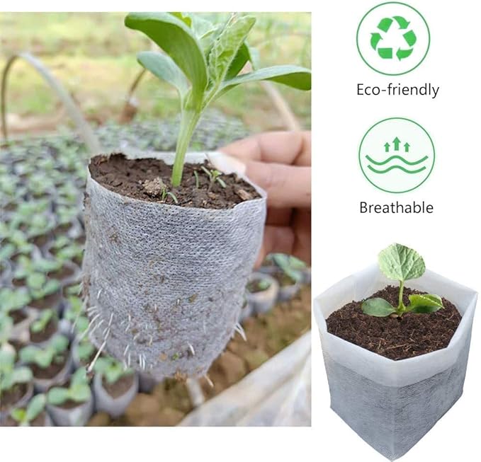 Belit 200Pcs Nursery Growing Bags,Non-Woven Fabric Seedlings Grow Bag for High Seedling Survival Rate,Plant Bags for Planting,Garden Seed Starters Pouch Small（4.2"x4.2"）