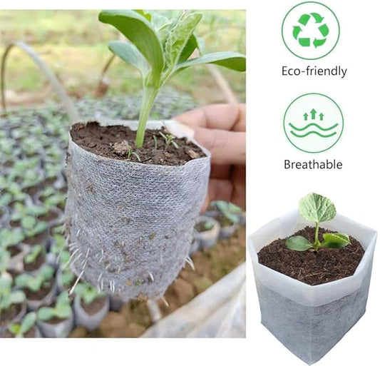 Belit 200Pcs Nursery Growing Bags,Non-Woven Fabric Seedlings Grow Bag for High Seedling Survival Rate,Plant Bags for Planting,Garden Seed Starters Pouch Small（4.2"x4.2"）