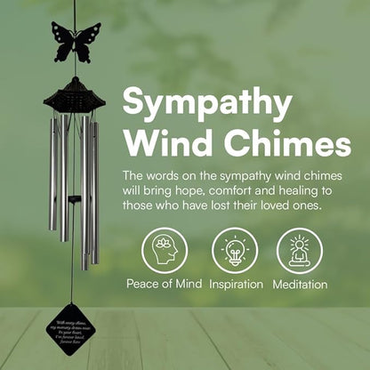 Sympathy Wind Chimes for Loss of Loved One, Memorial Gift with Soothing Tones, Bereavement Garden Decor for Healing & Remembrance, Thoughtful Outdoor Tribute