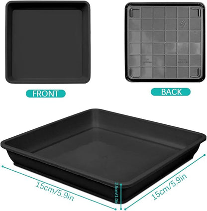 10 Pcs 6 Inch Square Plastic Plant Saucer Flower Pot Bottom Seat Flower Pot Tray Thick Plastic Drip Tray for Garden Potted Water Drips and Soil （Black）
