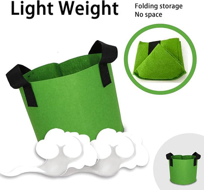 Grow Bags,Growing Pot Bags Garden Grow Bag Indoor Outdoor Fabric Aeration Plant Pot Container Flower Vegetable Pouch (Green,2 Gallon)