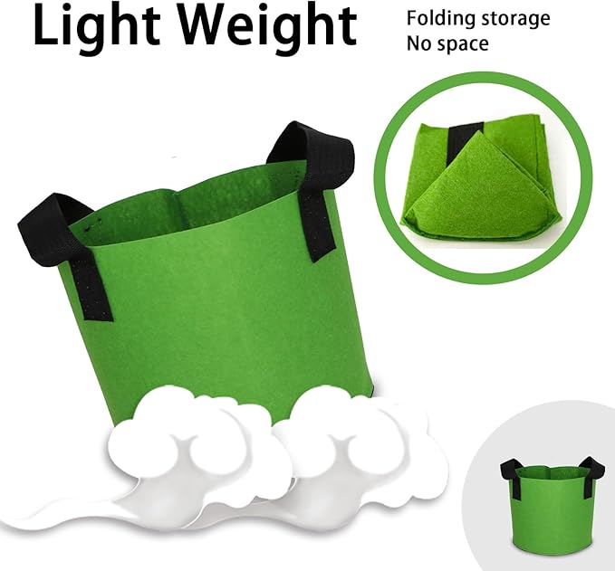 Grow Bags,Growing Pot Bags Garden Grow Bag Indoor Outdoor Fabric Aeration Plant Pot Container Flower Vegetable Pouch (Green,10Gallon)
