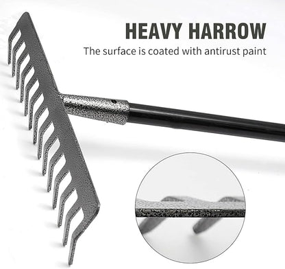 Rake Head Replacement, Heavy Duty Metal Rakes for Lawns, Rake Head Only Without Handle for DIY Gardening Tool. (14-Tines 0.9Lb)