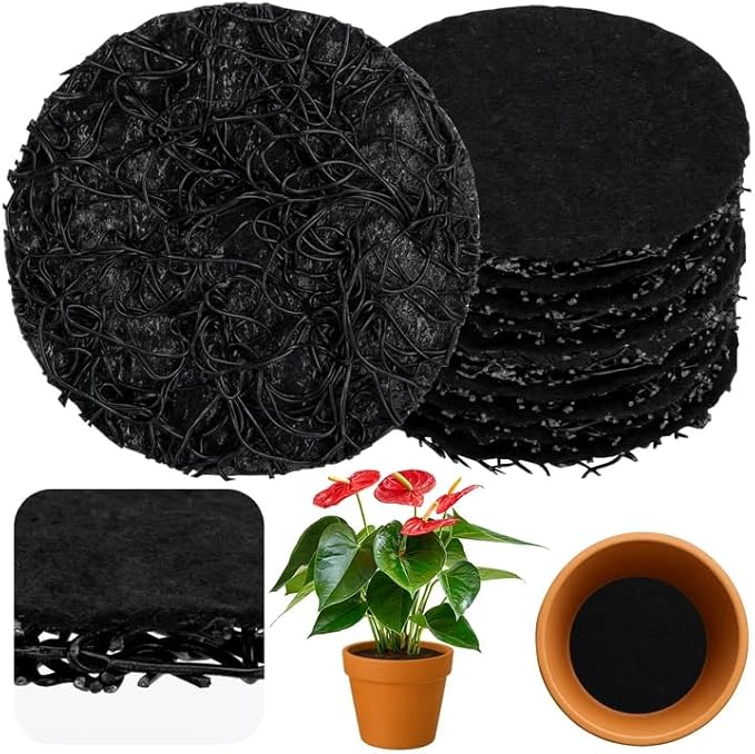 12 Pack Pot Mesh Drainage Discs, 6 Inch Thickened Drainage Hole Insert Pads, Reusable Plant Pot Bottom Mesh Mats for Indoor Outdoor Gardening to Prevent Soil Loss and Keep Root Healthy