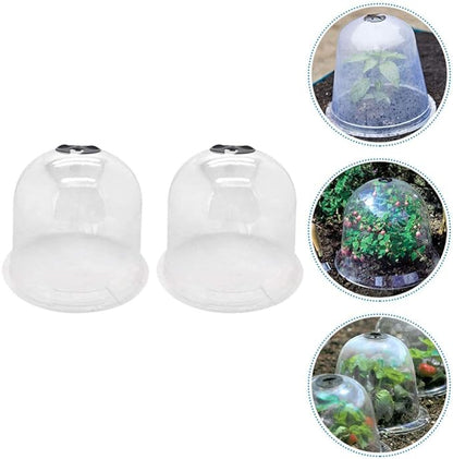 2pcs Plant Dome Garden Cloche Dome Plant Bell Protector Cover Plastic Protector Mini Insulation Cover Plastic Mini Greenhouse Clear