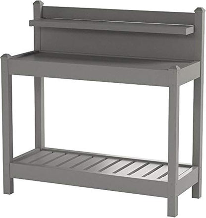 Dura-Trel Greenfield PVC Vinyl Indoor Outdoor Table Potting Bench Station with Shelf for Plant Accessories & Gardening Supplies Storage, Mocha