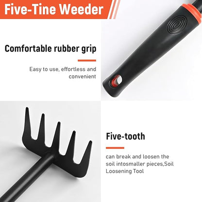 Small Garden Rake, Hand Rake & Cultivator Tool with Non-Slip Handle – Hand Weeder for Weeding, Tilling Soil, Planting
