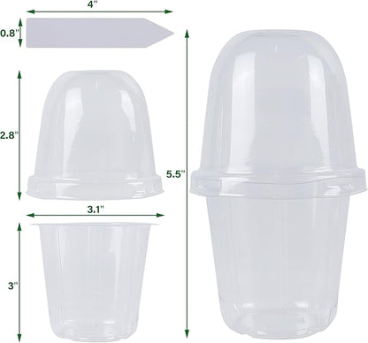 winemana 36 Set Nursery Pots with Humidity Dome, Clear Nursery Pots for Plants, Seed Starting Pots with Drainage Holes & Plant Labels for Vegetables Flowers Garden Plants