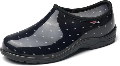 HISEA Waterproof Garden Shoe for Women Outdoor Slip-On Garden Clogs Rubber Rain Boots Short Ankle Booties Rain Shoes with Comfort Insole