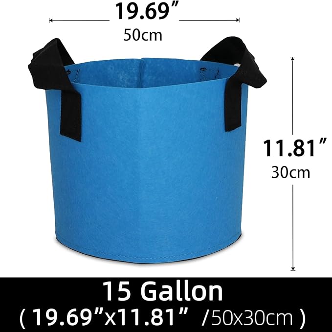 Grow Bags,Growing Pot Bags Garden Grow Bag Indoor Outdoor Fabric Aeration Plant Pot Container Flower Vegetable Pouch (Sky Blue,15Gallon)