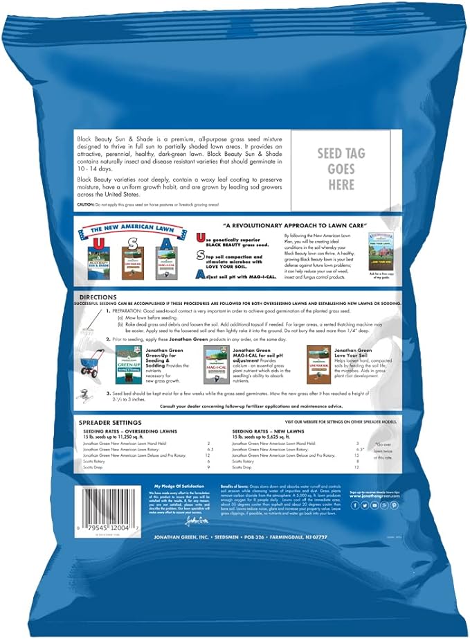 Jonathan Green (12004) Black Beauty Sun & Shade Grass Seed - Cool Season Lawn Seed (15 lb)
