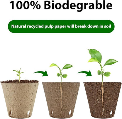 3.15 Inch Seedling Peat Pots, Biodegradable Seed Starters with Drainage Holes for Indoor Outdoor Plant Growing (50 Pack)