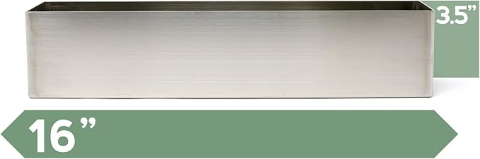 Buhbo Modern Trough Rectangle Planter 16 inch, Brushed Stainless Steel