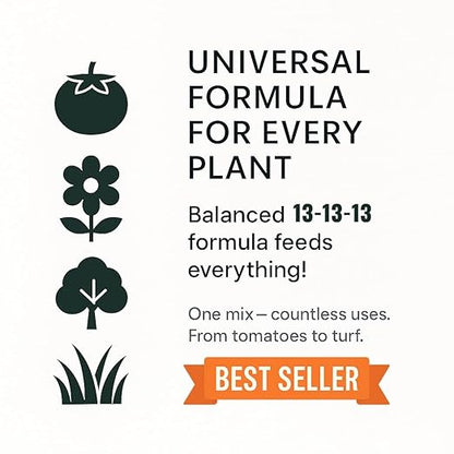 Gardenera 13-13-13 Slow Release Granular Fertilizer – All Purpose Plant Food 13 13 13 for Outdoor Grass, Vegetables, Roses, Flowers, Shrubs, Trees. Lawns, Gardens, Potted Plants (5 Quarts)