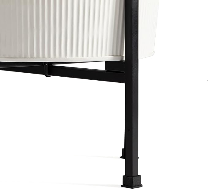 Metal Planters with Stand - Set of 2, White (PL-WHT-SET-3003)