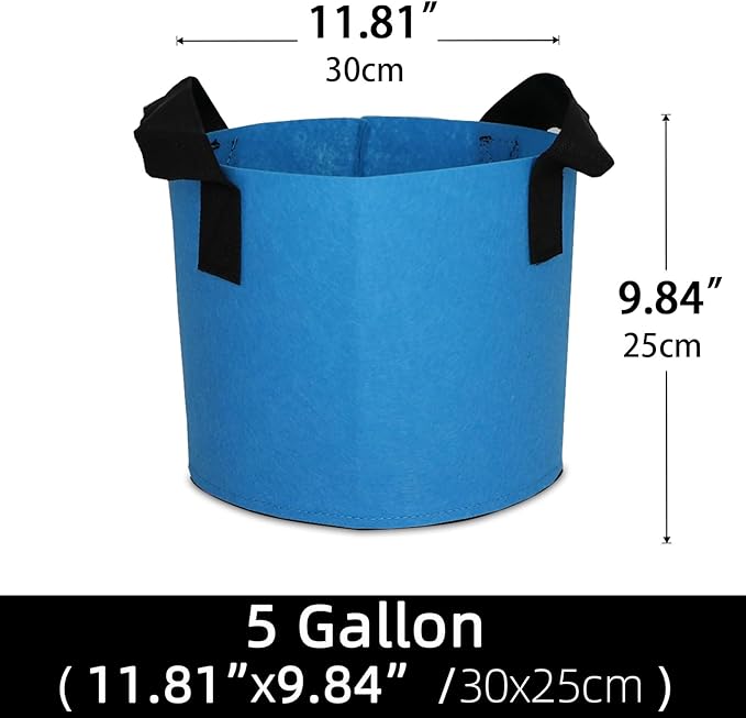 Grow Bags,Growing Pot Bags Garden Grow Bag Indoor Outdoor Fabric Aeration Plant Pot Container Flower Vegetable Pouch (Sky Blue,5 Gallon)