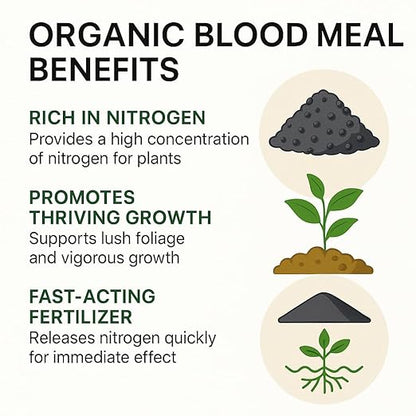 𝐁𝐄𝐒𝐓𝐒𝐄𝐋𝐋𝐄𝐑 Organic Blood Meal Fertilizer by Gardenera - 12-0-0 NPK - All-Natural Plant Food Source of Nitrogen for Organic Gardening, Flowers, Vegetables, Trees & Shrubs - 1 Quart