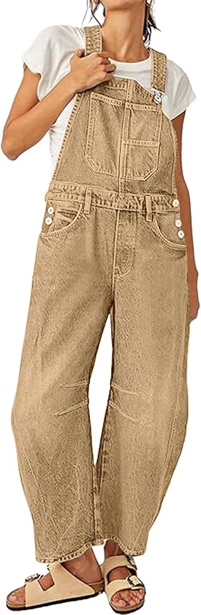 loveimgs Women Y2k Baggy Barrel Jeans Overalls Wide Leg Denim Pants Bib Overalls Jumpsuit Boyfriend Patchwork Jeans