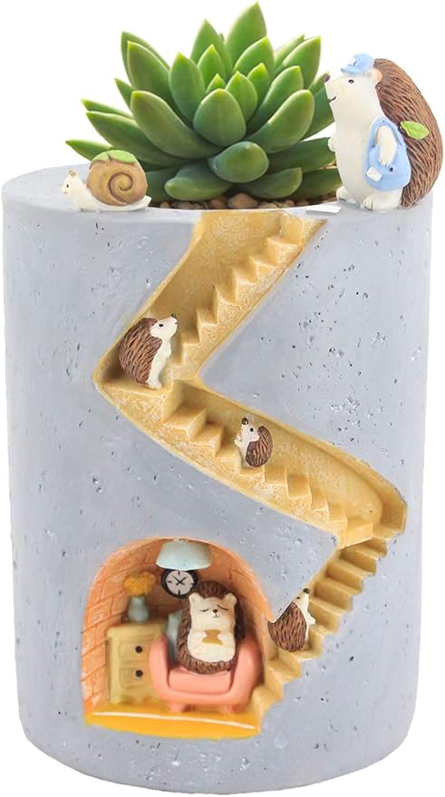 Segreto Creative Hedgehog Plants Pot Flower Pots Resin Planters Vase Home Decor for Succulents,Flower,Cactus,Gardening Decoration,Indoor