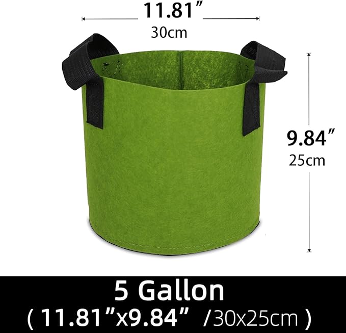 Grow Bags,Growing Pot Bags Garden Grow Bag Indoor Outdoor Fabric Aeration Plant Pot Container Flower Vegetable Pouch (Army Green,5 Gallon)