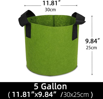 Grow Bags,Growing Pot Bags Garden Grow Bag Indoor Outdoor Fabric Aeration Plant Pot Container Flower Vegetable Pouch (Army Green,5 Gallon)