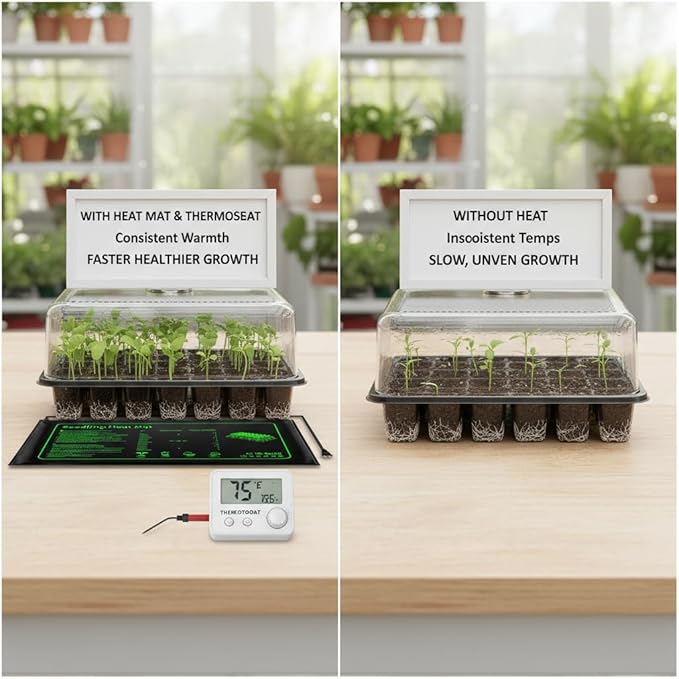 Heating Mats for Plants with Thermostat Controller （ Green ，10×20"-2P-Adjustable）