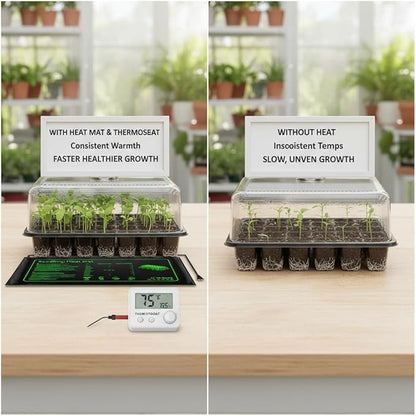Heating Mats for Plants with Thermostat Controller （ Green ，10×20"-2P-Adjustable）