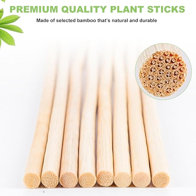 Plant Stakes 50 PCS Garden Bamboo Sticks Plant Support Stakes for Indoor and Outdoor Plants, Wooden Sign Posting Flower Pot Garden Stakes(15" 25pcs+17" 25pcs)