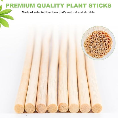 Plant Stakes 50 PCS Garden Bamboo Sticks Plant Support Stakes for Indoor and Outdoor Plants, Wooden Sign Posting Flower Pot Garden Stakes(15" 25pcs+17" 25pcs)