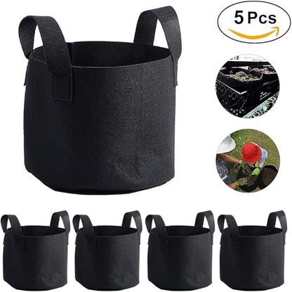 Black Felt Plants Growing Bag, Plant Grow Bags Garden Bag to Grow Vegetables, Vegetable Potato Planter Containers Flower Aeration Planting Pot Container for Planting Potatoes (3 Gallon (20 x 25cm))
