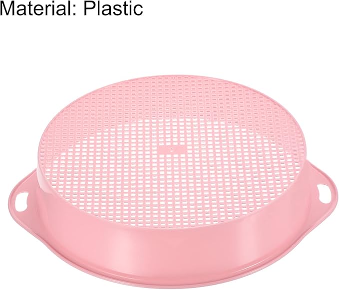MECCANIXITY Garden Sifting Pan, Round Potting Sieve Plastic Mesh Filter Soil Screen Gardening Tool for Garden Yard, Pink 2 Pack
